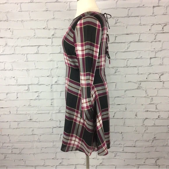 Loft Plaid Tie Back Dress, Size 12 - Picture 7 of 14